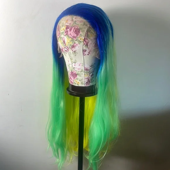 Bridgette 26” MERMAID LACE FRONT OMBRÉ Wig *NWT* WOW? Sensationnel MERMAID WAVE 26 Human Hair Blend Butta HD  main image 3